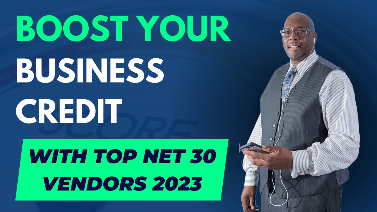 Houston Mcmiller, business credit specialist, standing confidently in a suit, promoting boosting business credit with top net 30 vendors in 2023.