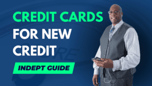 Houston Mcmiller, an expert business credit specialist, in a suit, standing beside the blogpost title 'Credit Cards for New Credit: An In-Depth Guide'.